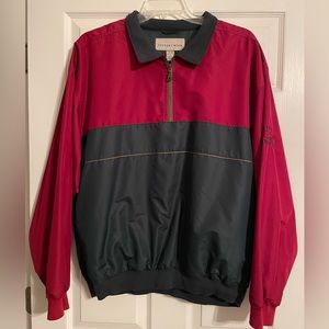 CUTTER & BUCK 1/4 Zip Pullover Golf Wind Jacket-red/forest green- Size XL